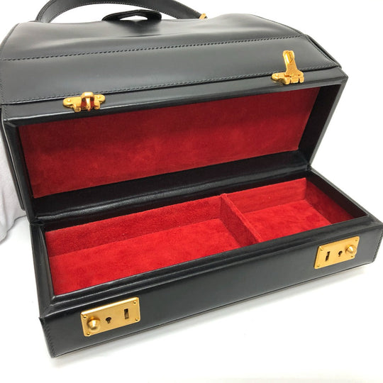GUCCI Handbag 110�E0218 leather black BOX Vanity Bag old gucci purse Women Used Authentic