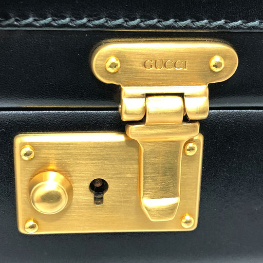 GUCCI Handbag 110�E0218 leather black BOX Vanity Bag old gucci purse Women Used Authentic