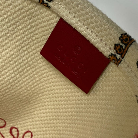 GUCCI Tote Bag canvas beige vertical GARDEN Women Used Authentic