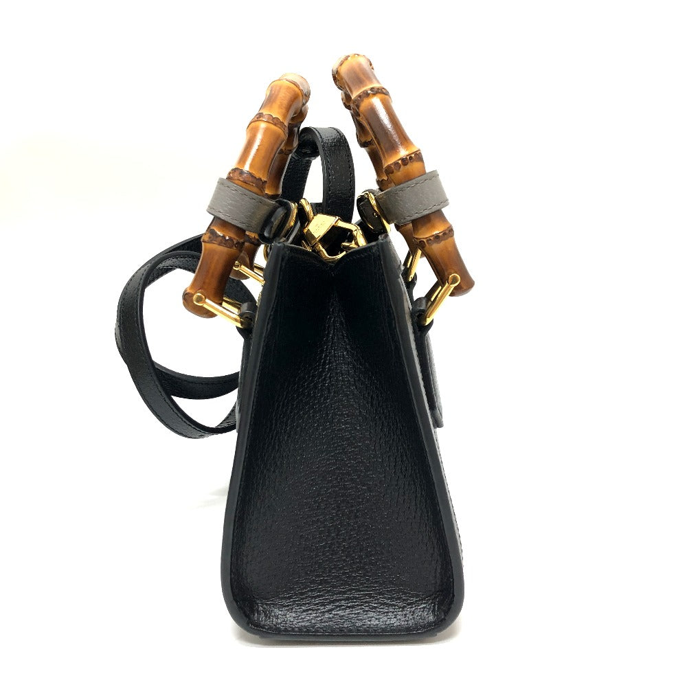 GUCCI Handbag 655661 leather black Diana Mini Bamboo Women Used Authentic