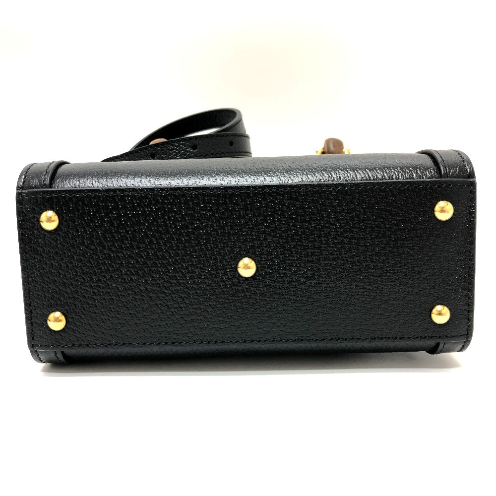 GUCCI Handbag 655661 leather black Diana Mini Bamboo Women Used Authentic
