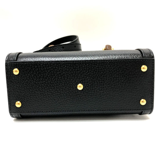 GUCCI Handbag 655661 leather black Diana Mini Bamboo Women Used Authentic