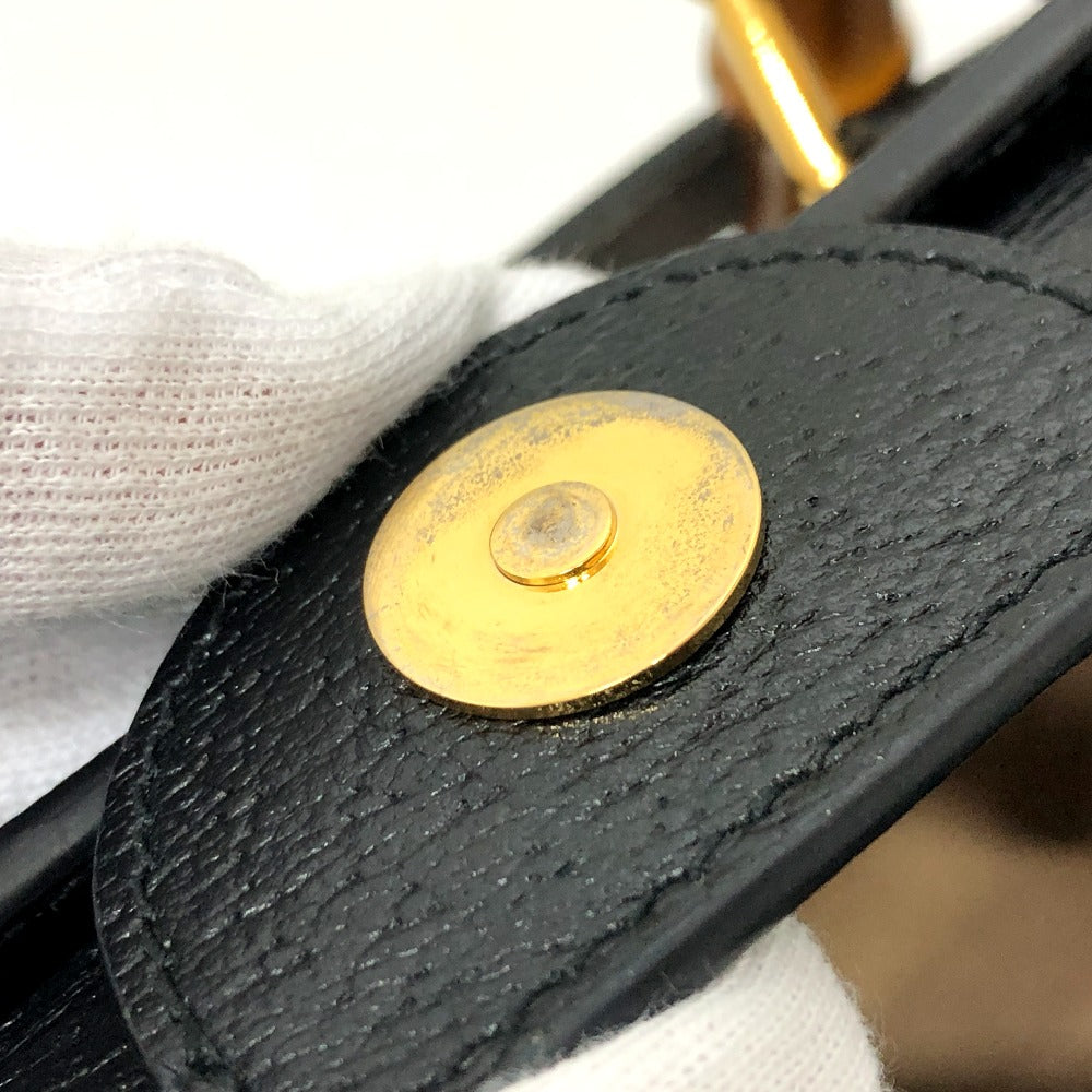 GUCCI Handbag 655661 leather black Diana Mini Bamboo Women Used Authentic