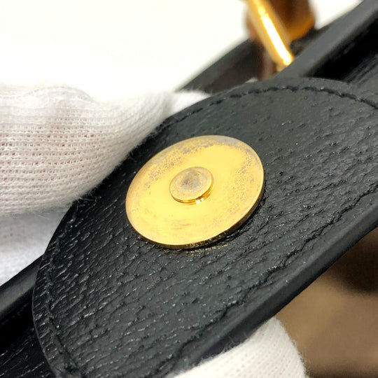 GUCCI Handbag 655661 leather black Diana Mini Bamboo Women Used Authentic
