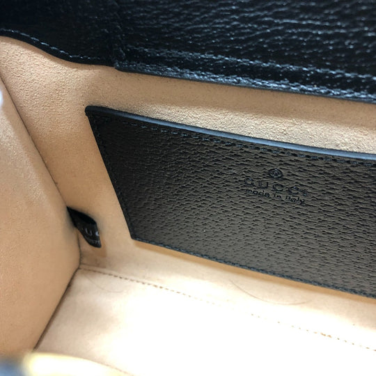 GUCCI Handbag 655661 leather black Diana Mini Bamboo Women Used Authentic