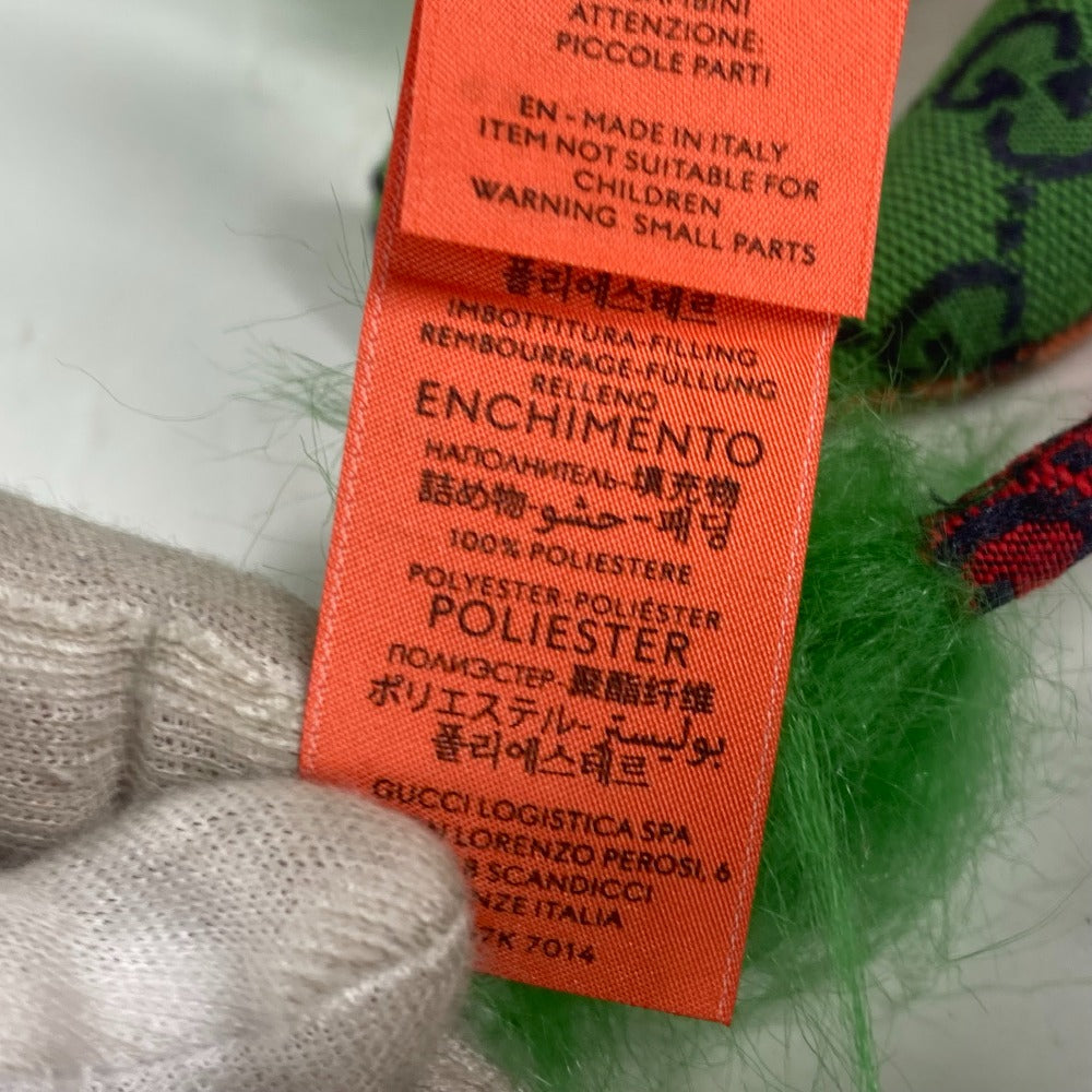 GUCCI Plush Doll 670235 GG canvas green GG Decorative Lion Women Used Authentic