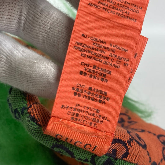 GUCCI Plush Doll 670235 GG canvas green GG Decorative Lion Women Used Authentic