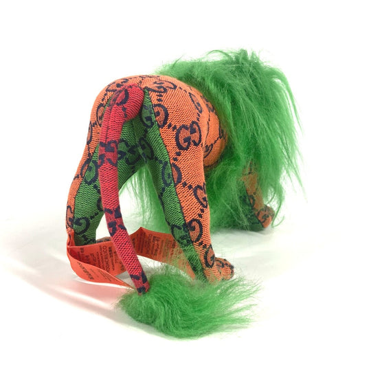 GUCCI Plush Doll 670235 GG canvas green GG Decorative Lion Women Used Authentic