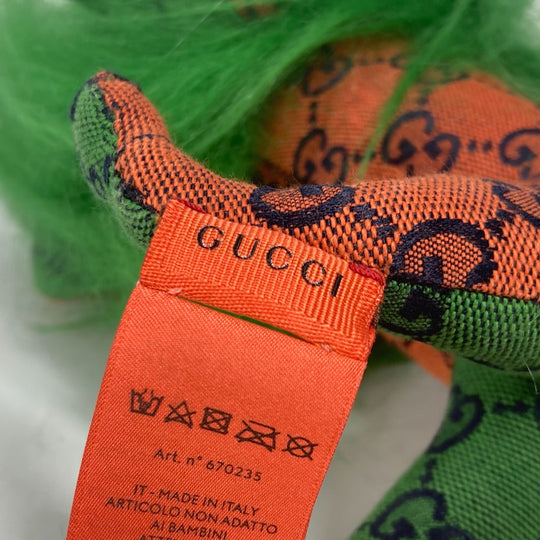 GUCCI Plush Doll 670235 GG canvas green GG Decorative Lion Women Used Authentic