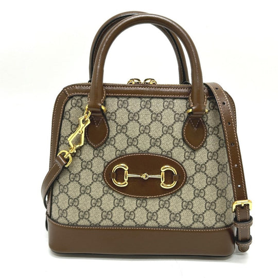GUCCI Handbag 621220 GG Supreme Canvas Brown Horsebit Women Used Authentic