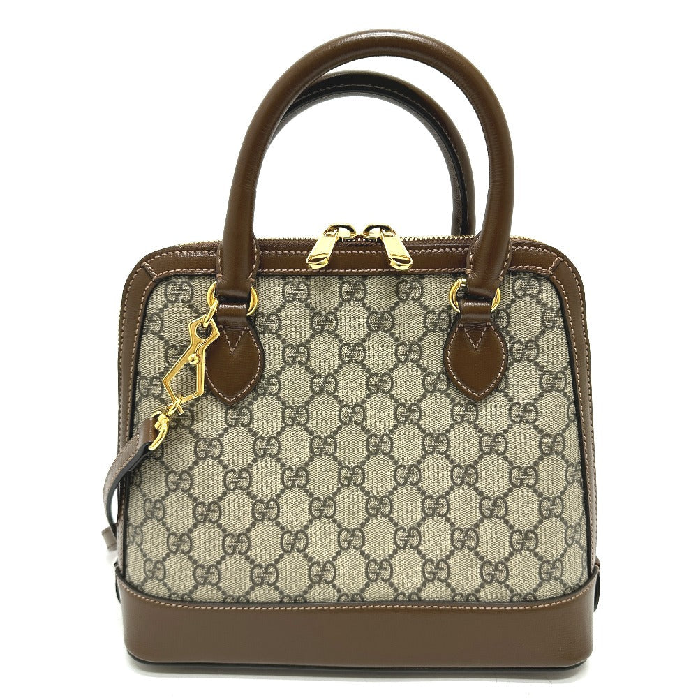 GUCCI Handbag 621220 GG Supreme Canvas Brown Horsebit Women Used Authentic