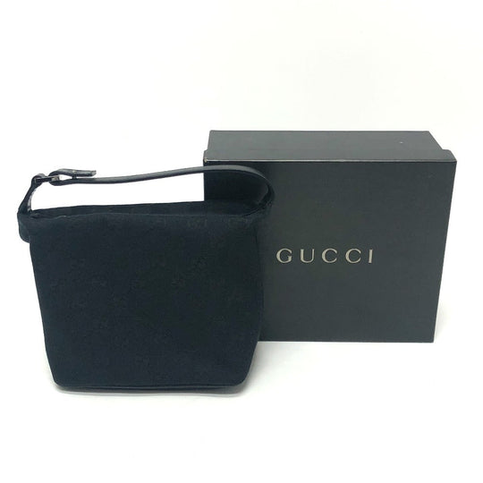 GUCCI Pouch 039-1147 canvas black GGpattern mini bag