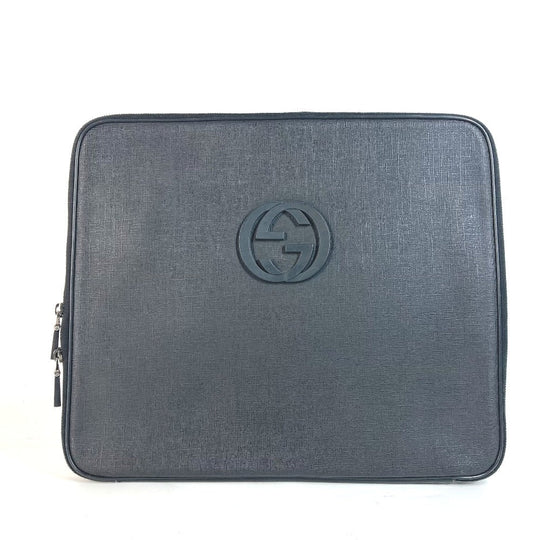 GUCCI Clutch bag 194297 PVC, Leather/PVC black Bag Interlocking G mens Used Authentic