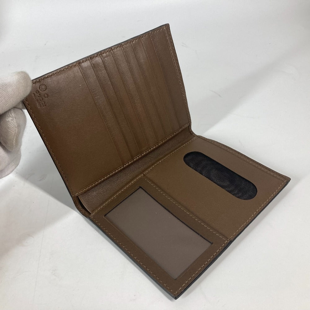 GUCCI passport case 346079 leather Brown Guccissima logo mens Used Authentic