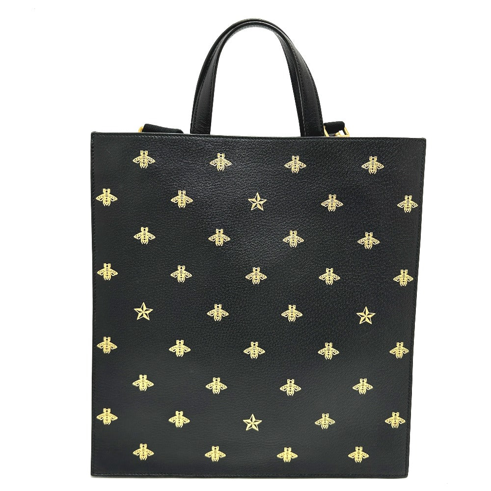 GUCCI Tote Bag 495444 leather black Bee & Star mens Used Authentic
