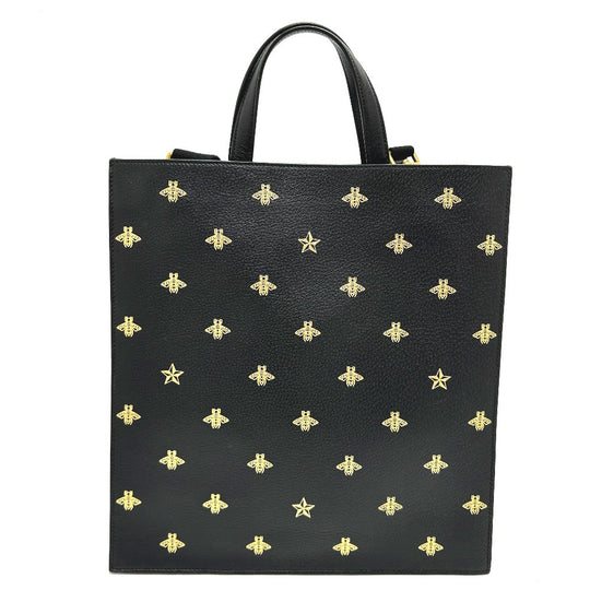 GUCCI Tote Bag 495444 leather black Bee & Star mens Used Authentic