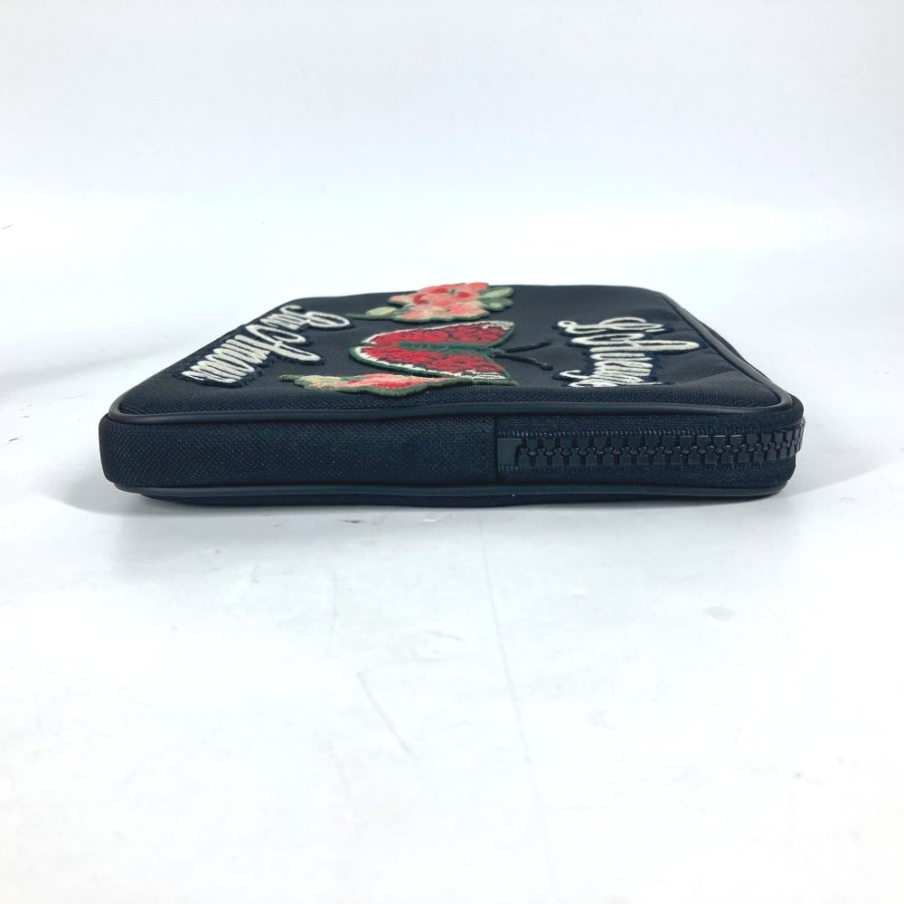 GUCCI Clutch bag 473883 Nylon black Flower Butterfly Butterfly Flower embroidery embroidery unisex(Unisex) Used Authentic