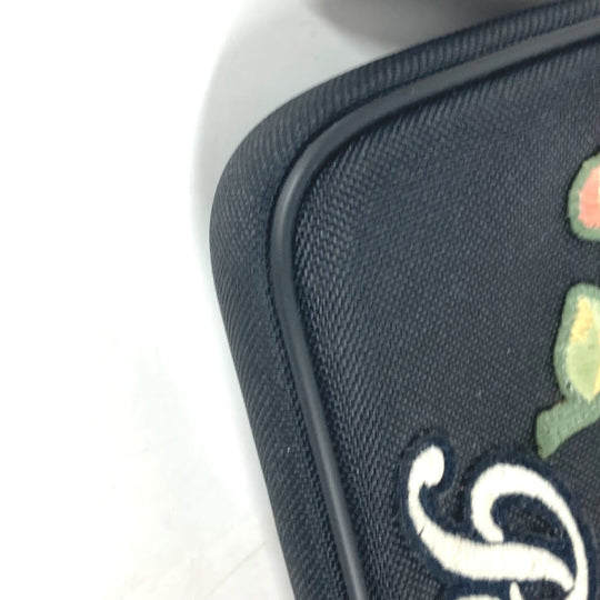 GUCCI Clutch bag 473883 Nylon black Flower Butterfly Butterfly Flower embroidery embroidery unisex(Unisex) Used Authentic
