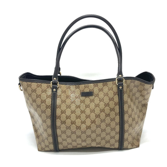 GUCCI Tote Bag 265695 Leather / coated canvas beige GG crystal Women Used Authentic