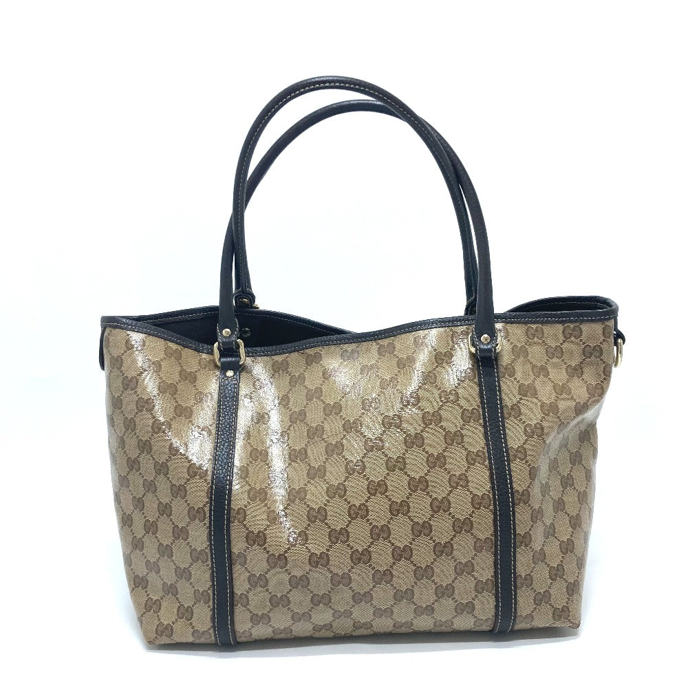 GUCCI Tote Bag 265695 Leather / coated canvas beige GG crystal Women Used Authentic