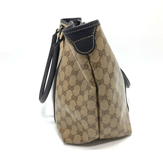 GUCCI Tote Bag 265695 Leather / coated canvas beige GG crystal Women Used Authentic