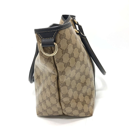 GUCCI Tote Bag 265695 Leather / coated canvas beige GG crystal Women Used Authentic