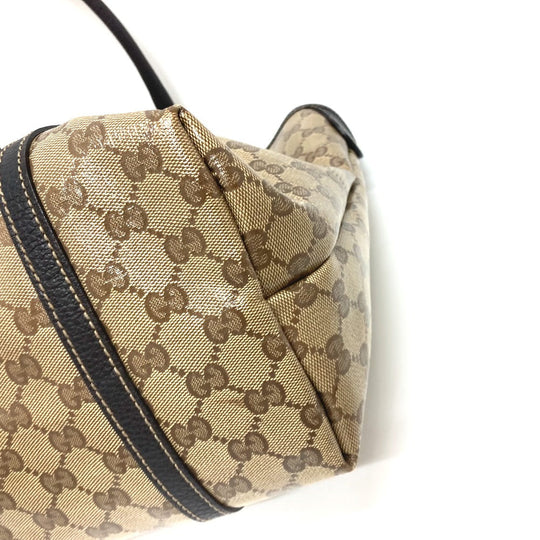 GUCCI Tote Bag 265695 Leather / coated canvas beige GG crystal Women Used Authentic