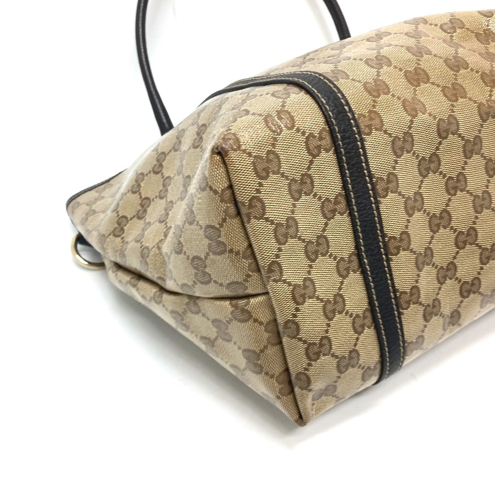 GUCCI Tote Bag 265695 Leather / coated canvas beige GG crystal Women Used Authentic