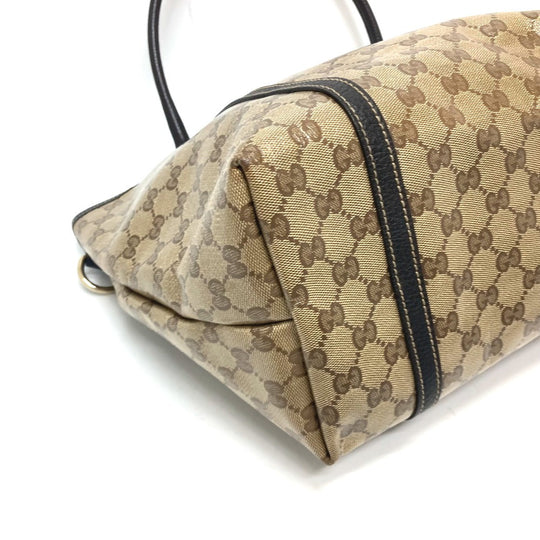 GUCCI Tote Bag 265695 Leather / coated canvas beige GG crystal Women Used Authentic