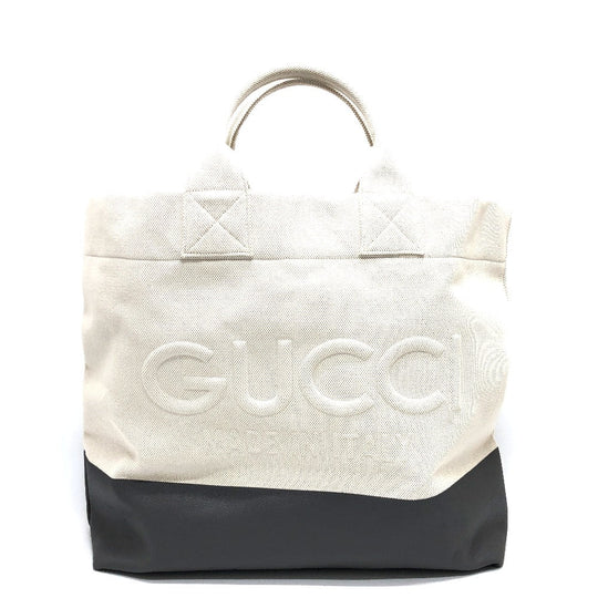 GUCCI Tote Bag 779510 canvas white Embossed logo canvas unisex(Unisex) Used Authentic