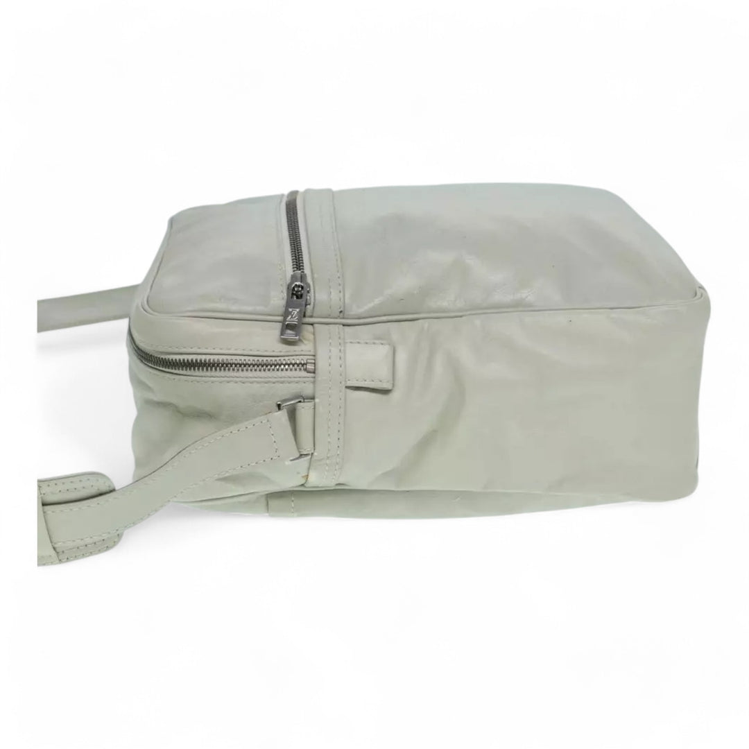 Louis Vuitton Monogram Difference Clarkson Shoulder Bag White Leather Canvas