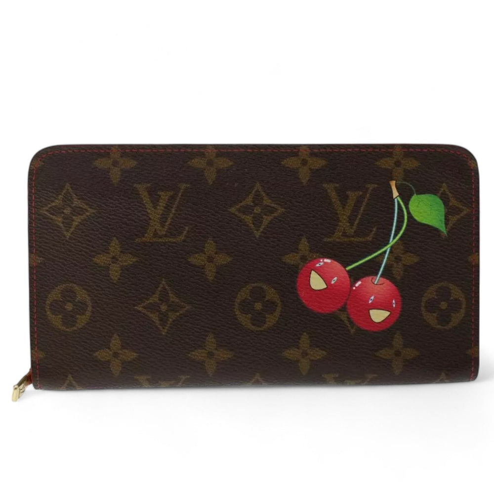 Louis Vuitton Monogram Cherry Porte Monnaie Zip Long Wallet Women's Brown