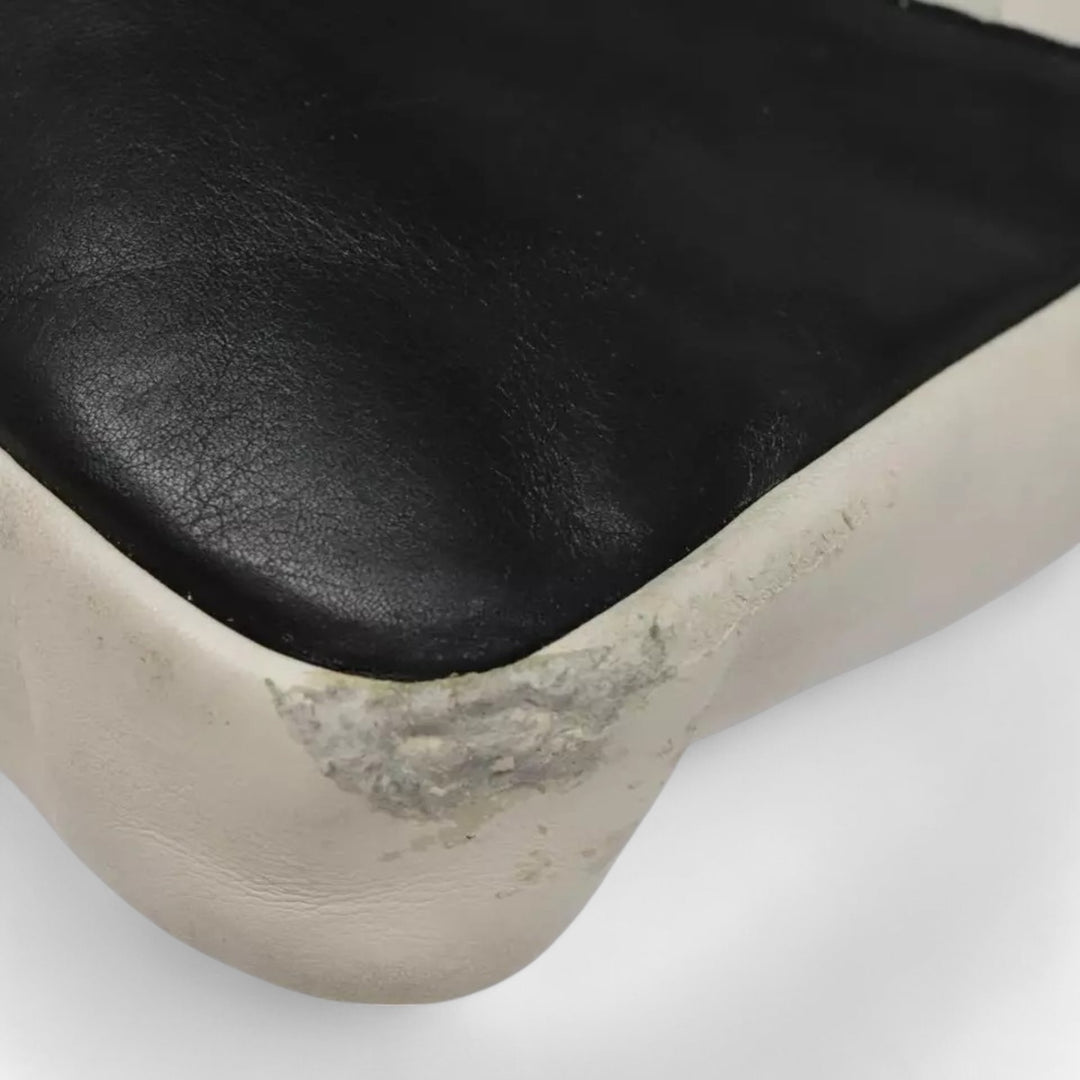 CHANEL Cambon Line Matelasse Shoulder Bag Leather White Black Silver CC