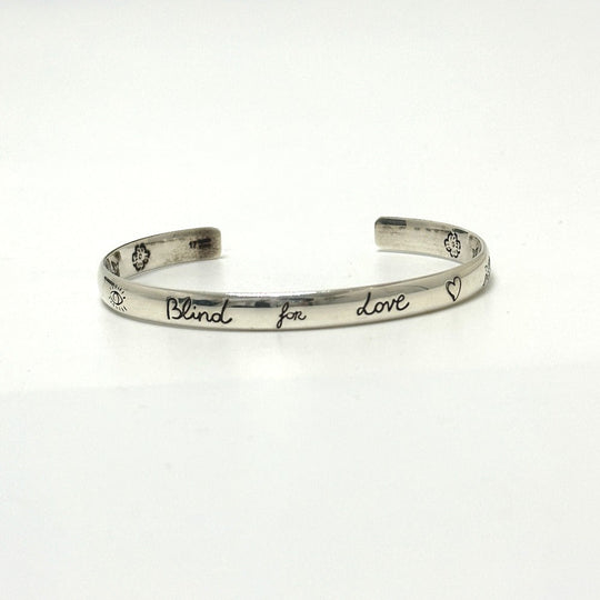 GUCCI Bangle 454287 SV925 Silver Blind for love Women 17 Used Authentic