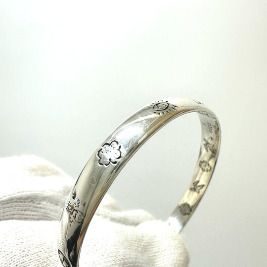 GUCCI Bangle 454287 SV925 Silver Blind for love Women 17 Used Authentic