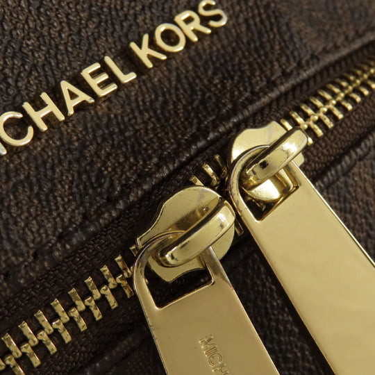MICHAEL KORS Backpack PVC Brown MK signature Women Used Authentic