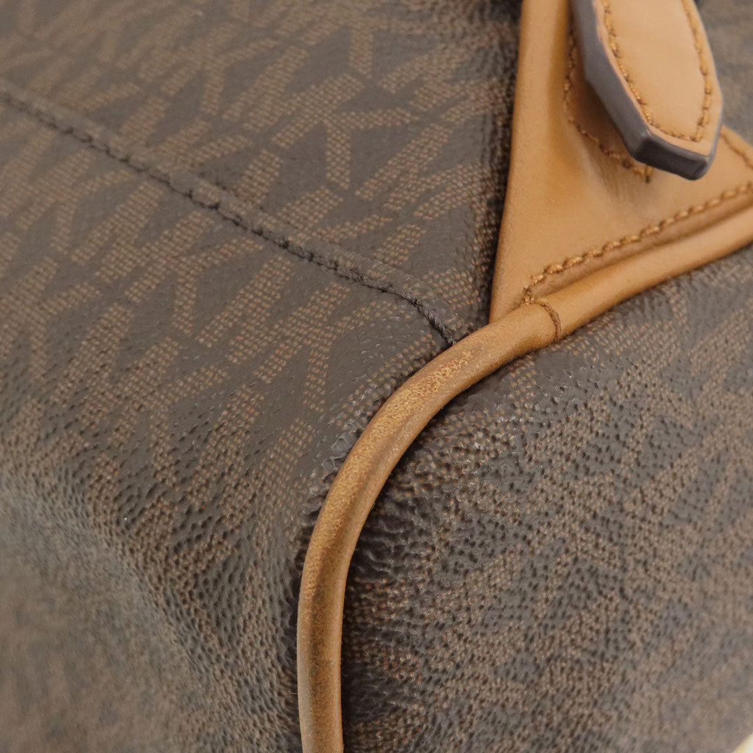 MICHAEL KORS Backpack PVC Brown MK signature Women Used Authentic