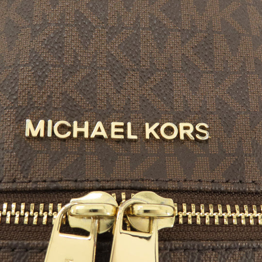 MICHAEL KORS Backpack PVC Brown MK signature Women Used Authentic