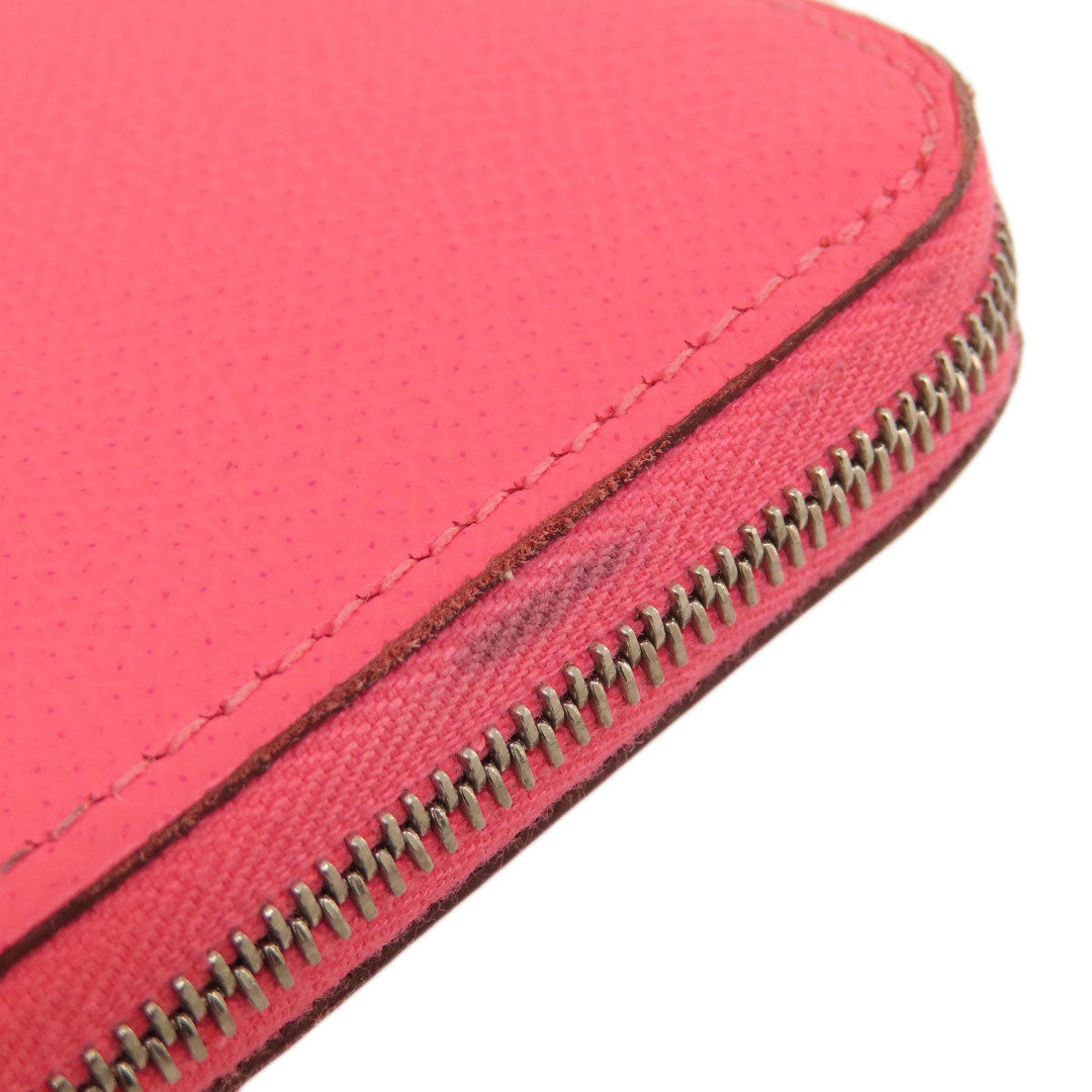 HERMES Long Wallet Purse Epsom pink Azap Silk In Long Rose Azalee Silver Metal Women Used Authentic
