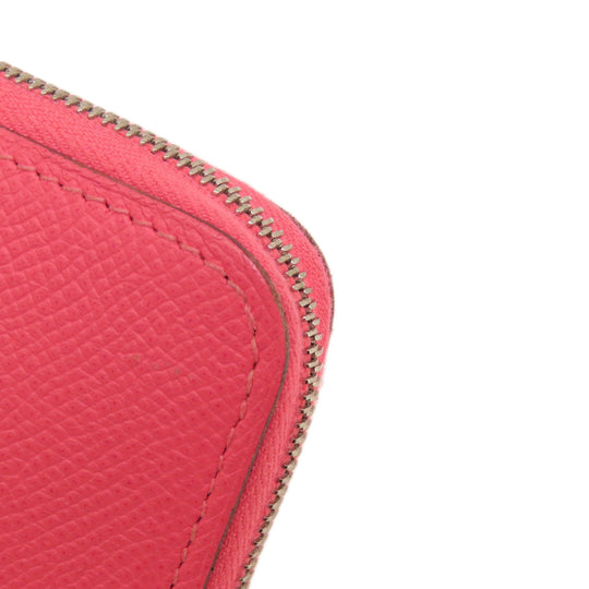 HERMES Long Wallet Purse Epsom pink Azap Silk In Long Rose Azalee Silver Metal Women Used Authentic