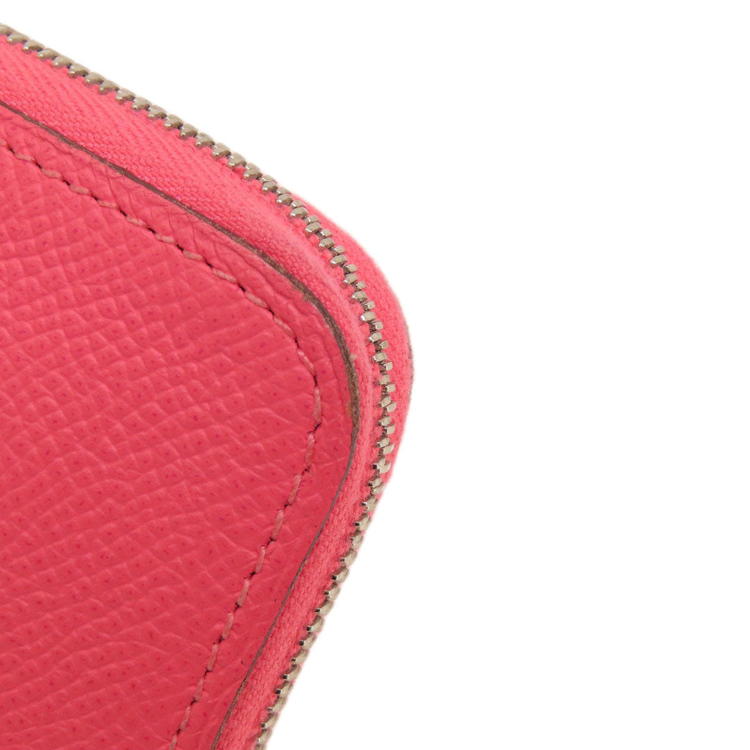 HERMES Long Wallet Purse Epsom pink Azap Silk In Long Rose Azalee Silver Metal Women Used Authentic