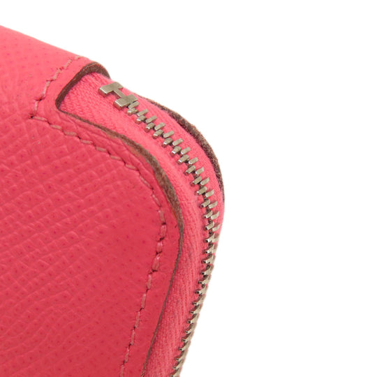 HERMES Long Wallet Purse Epsom pink Azap Silk In Long Rose Azalee Silver Metal Women Used Authentic