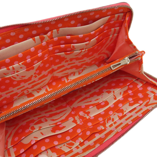 HERMES Long Wallet Purse Epsom pink Azap Silk In Long Rose Azalee Silver Metal Women Used Authentic