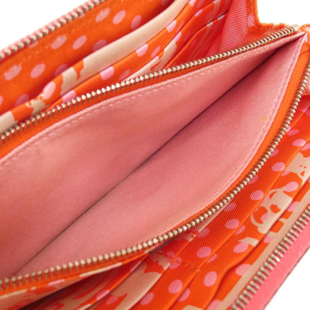 HERMES Long Wallet Purse Epsom pink Azap Silk In Long Rose Azalee Silver Metal Women Used Authentic