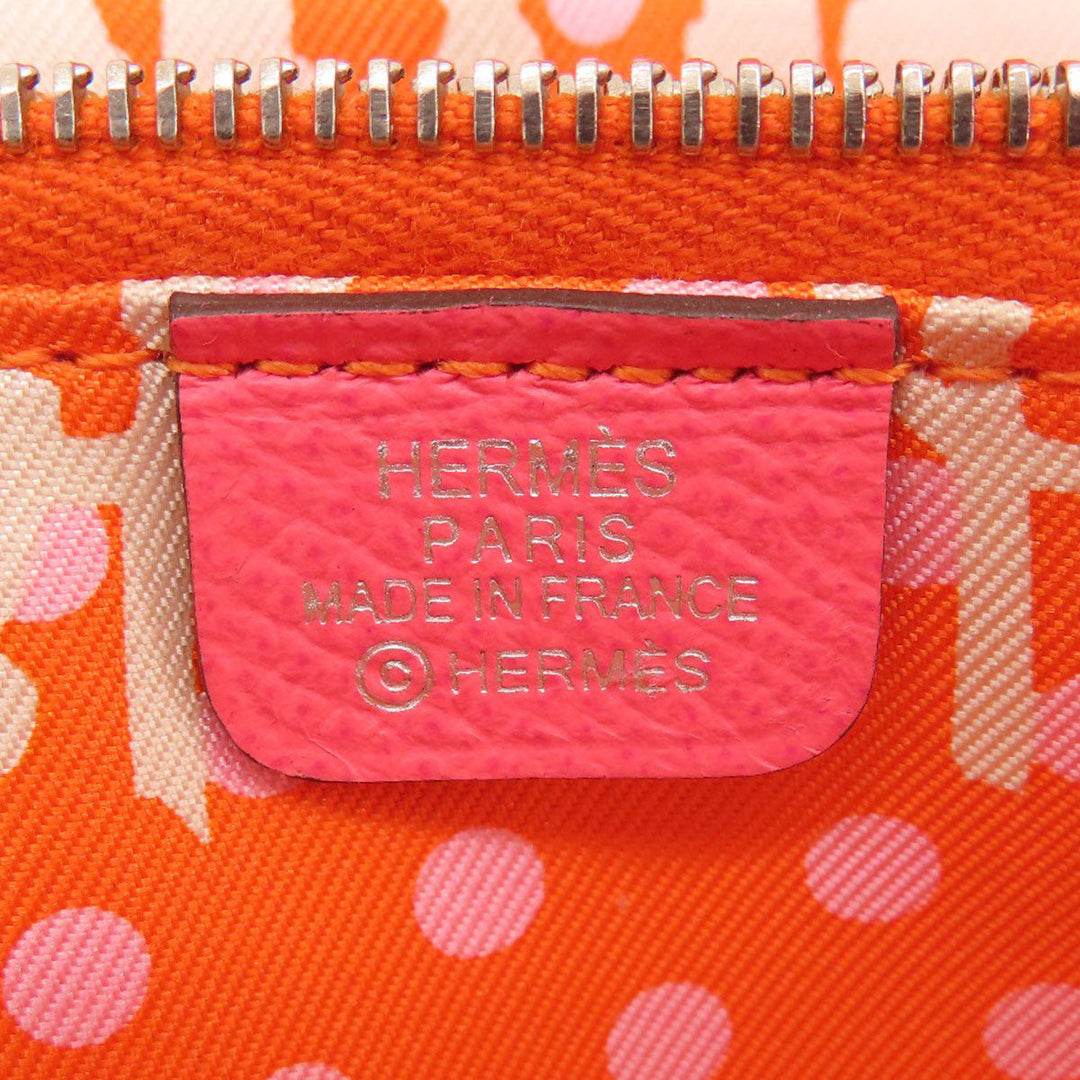 HERMES Long Wallet Purse Epsom pink Azap Silk In Long Rose Azalee Silver Metal Women Used Authentic