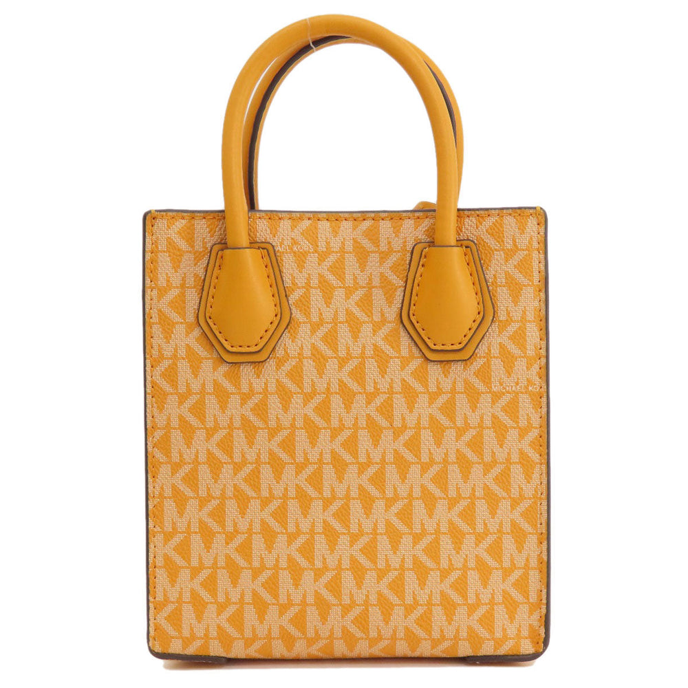 MICHAEL KORS Handbag Leather, Coated Canvas yellow MK signature Women Used Authentic