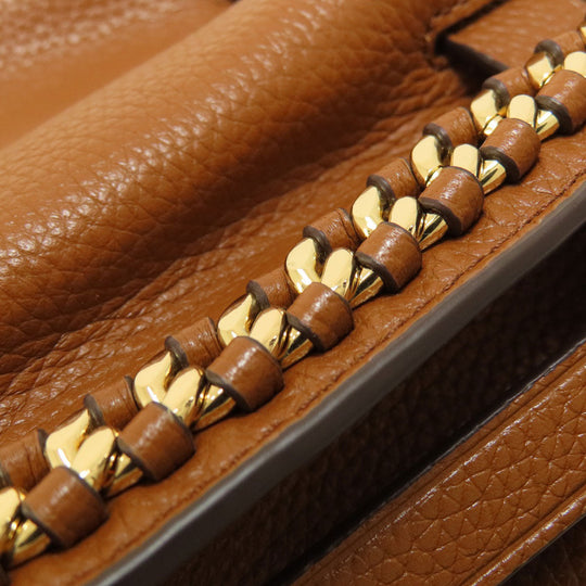 MICHAEL KORS Handbag leather Brown logoMetal 2WAY Women Used Authentic