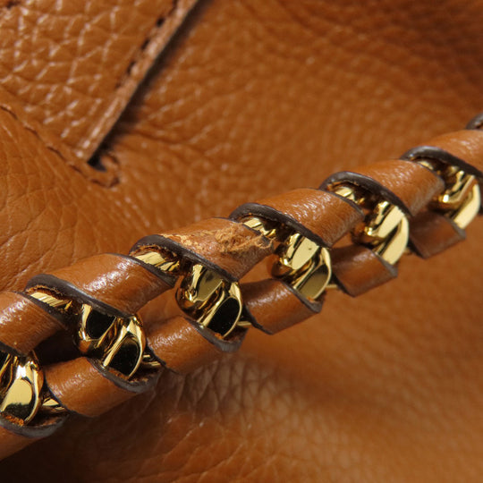 MICHAEL KORS Handbag leather Brown logoMetal 2WAY Women Used Authentic