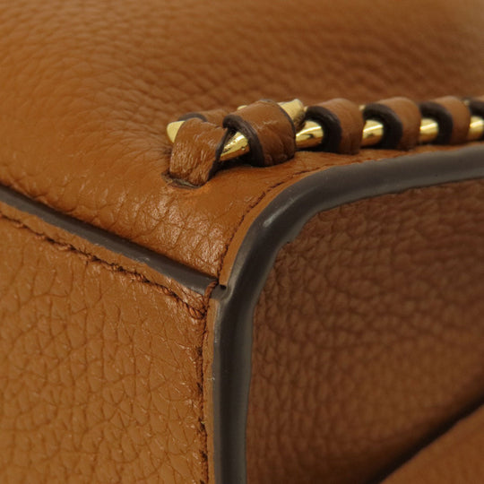 MICHAEL KORS Handbag leather Brown logoMetal 2WAY Women Used Authentic