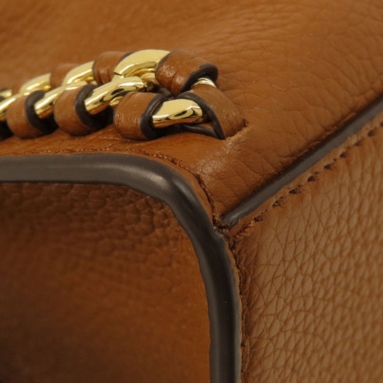 MICHAEL KORS Handbag leather Brown logoMetal 2WAY Women Used Authentic